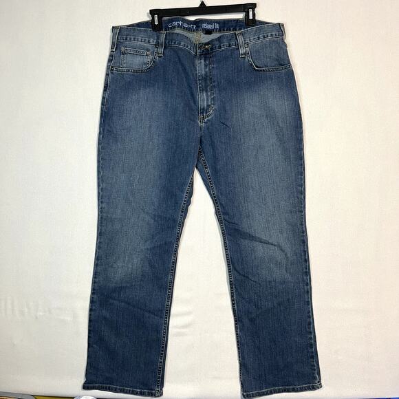 Carhartt Men's Relaxed Fit Straight Leg Denim Jeans Blue Wash- Size 40 - Picture 2 of 7